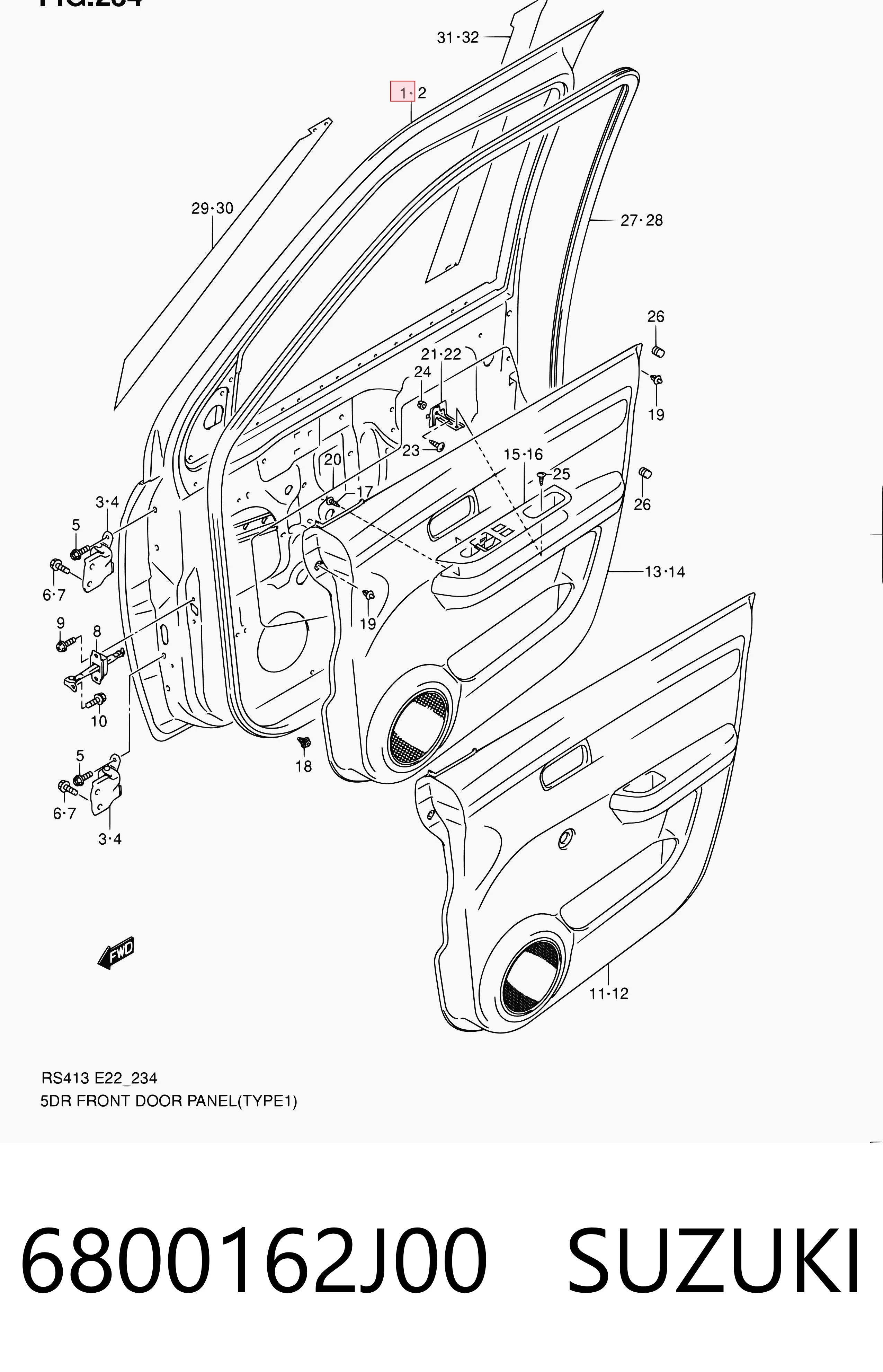 Drzwi przednie prawe do Suzuki Swift III RS
