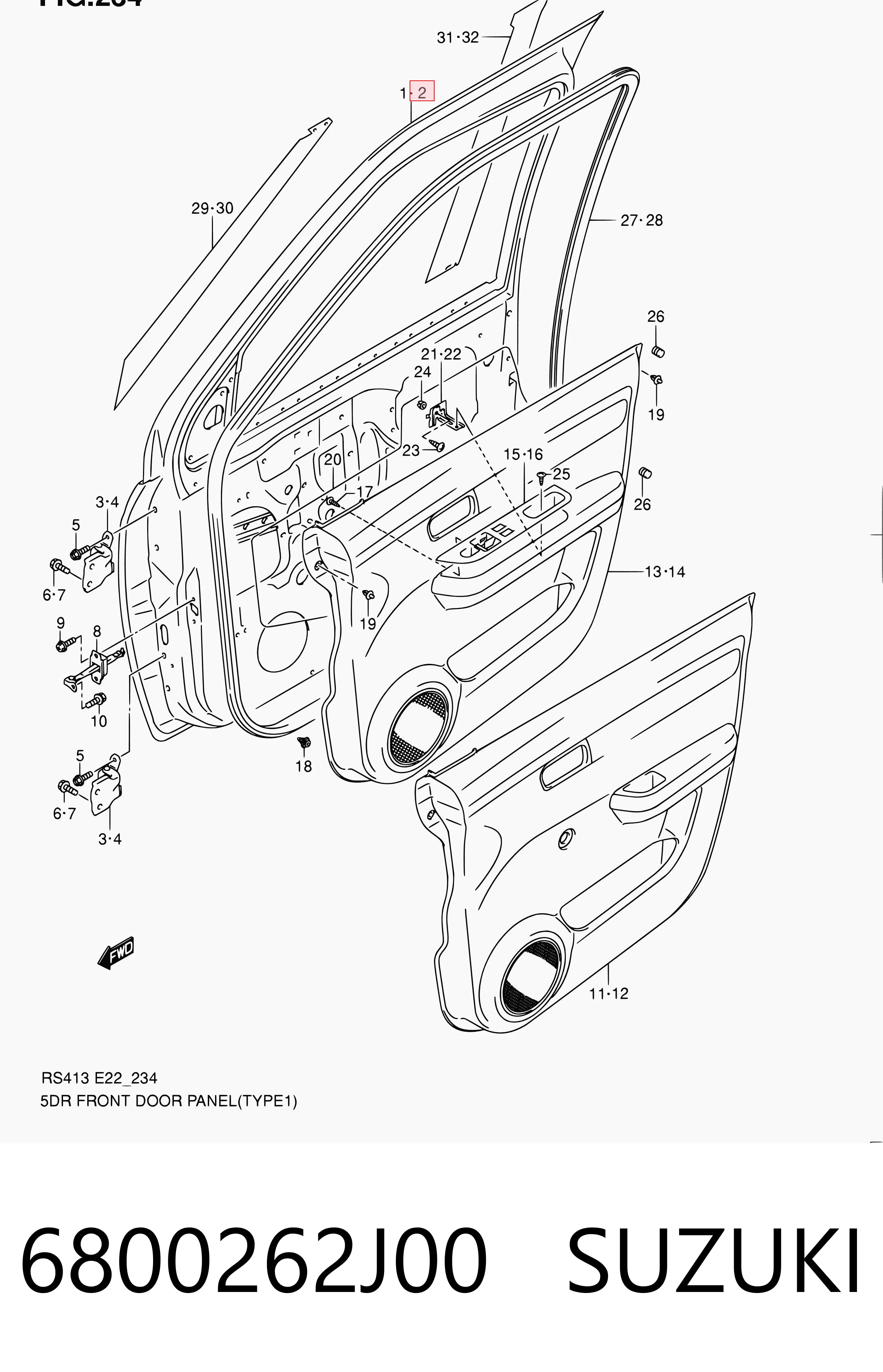 Drzwi przednie lewe do Suzuki Swift III RS