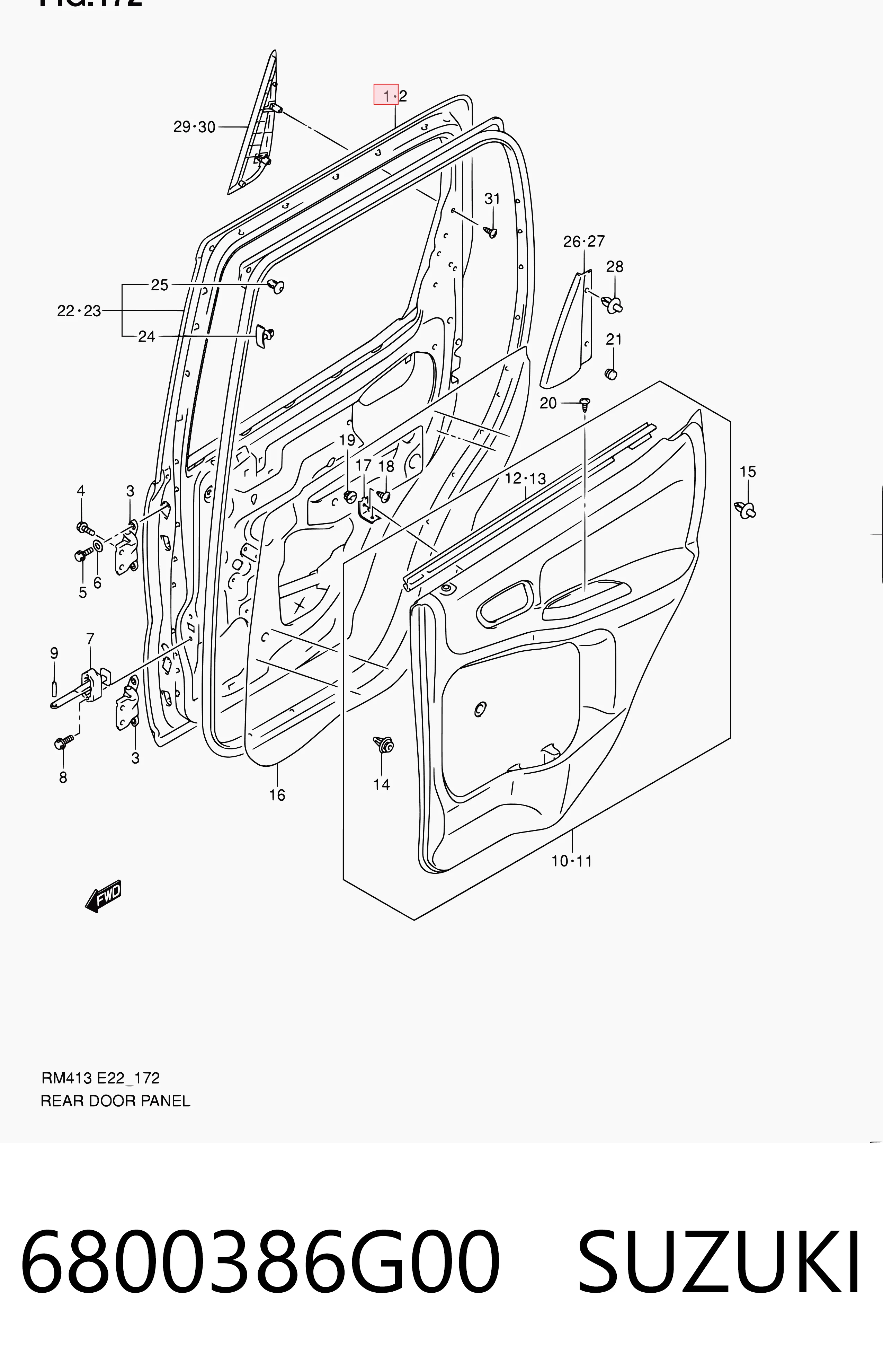 Drzwi tylne prawe do Suzuki Ignis II FH