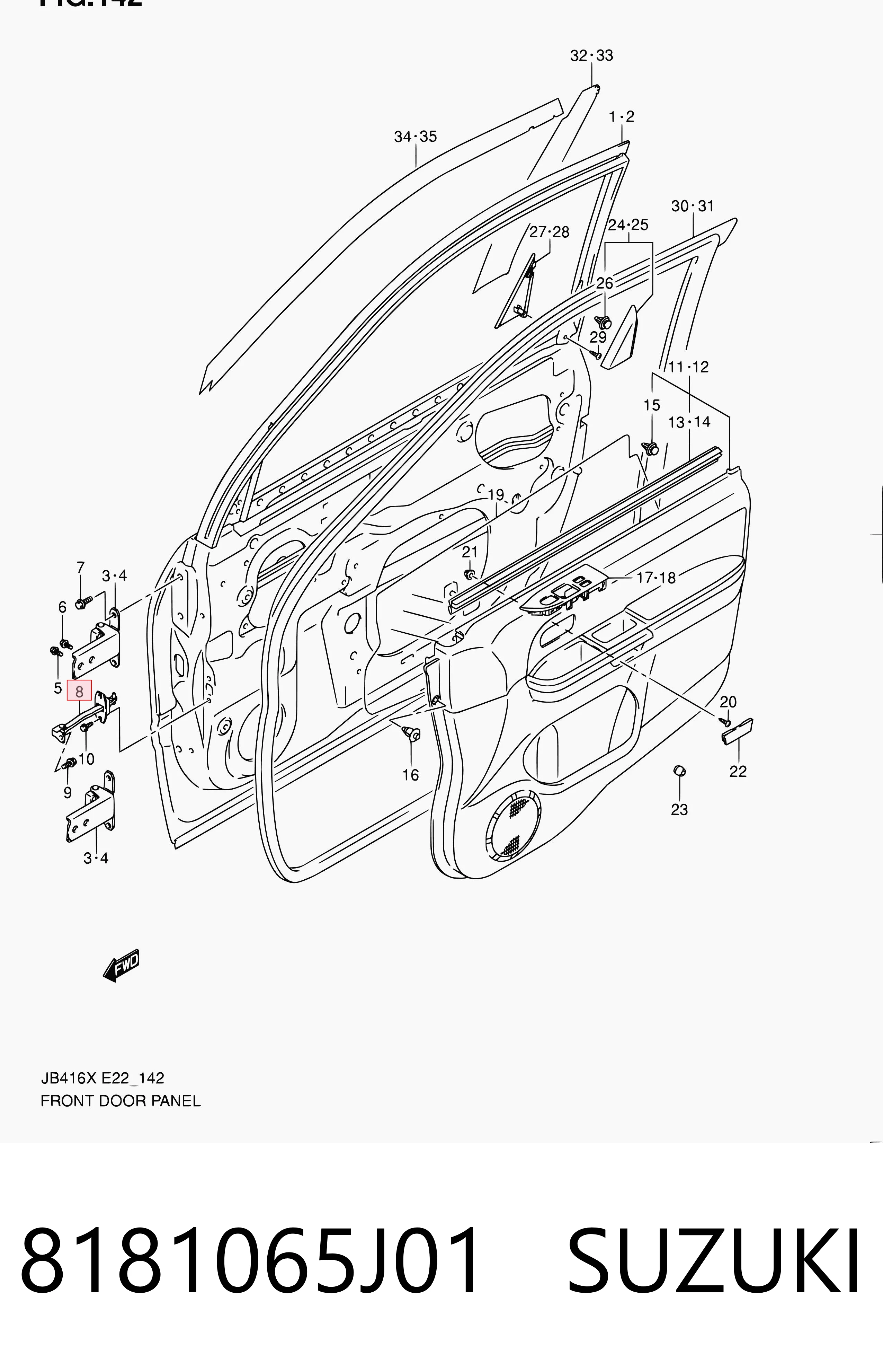 8181065J01 Suzuki Ogranicznik drzwi przedni