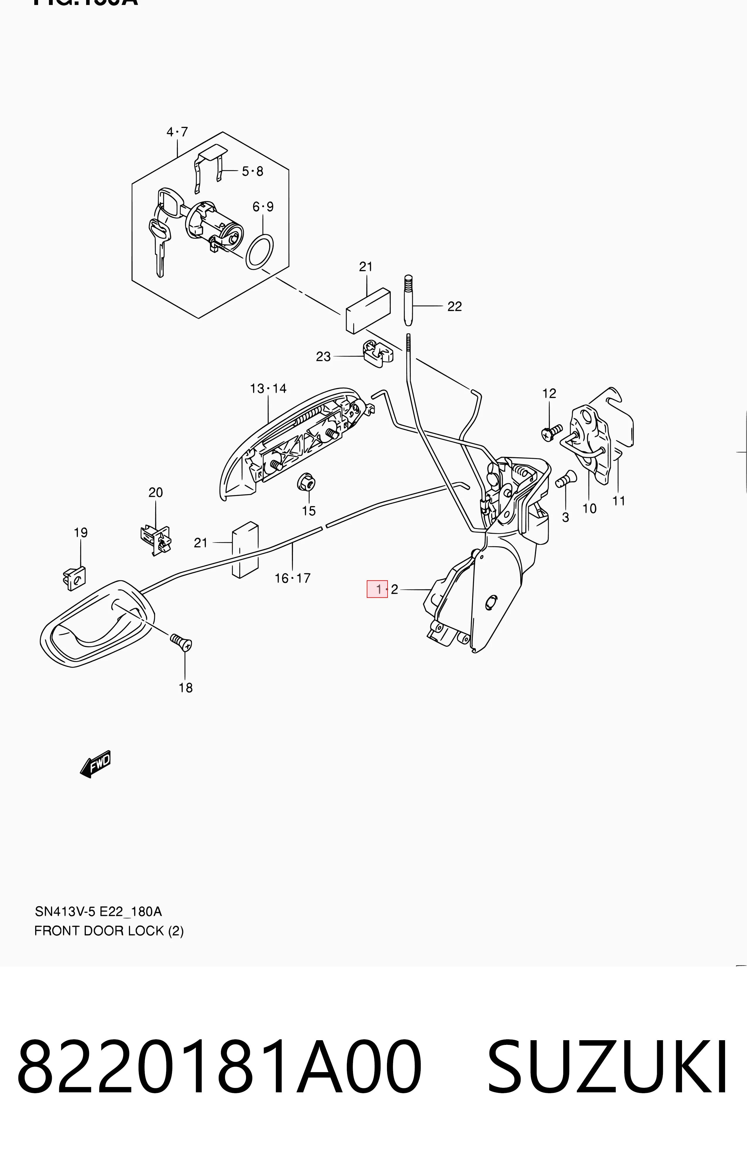 Zamek drzwi przednich prawych do Suzuki Jimny  FJ
