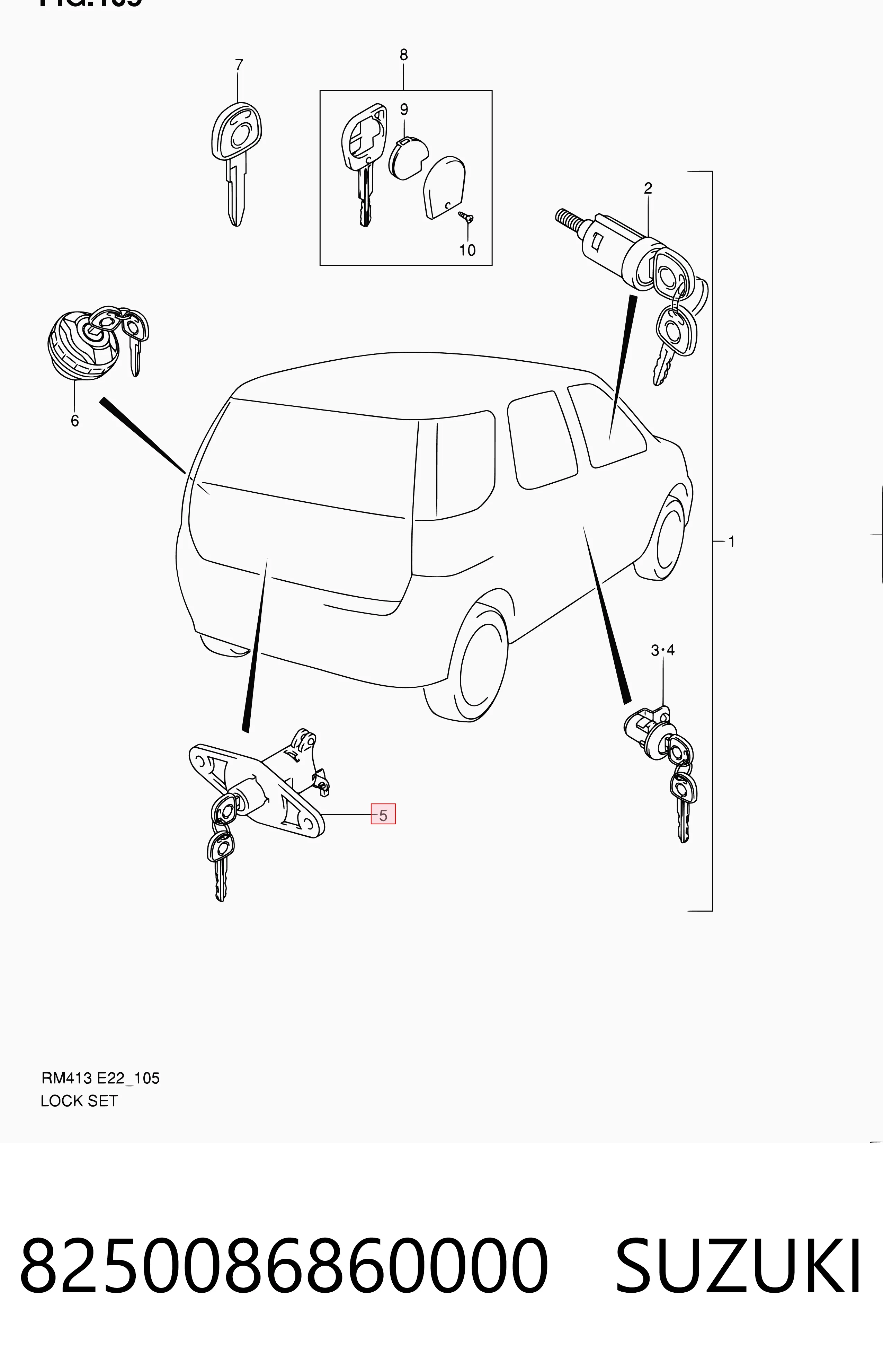 Wkładka zamka klapy bagażnika (3/5 drzwi tylnych) do Suzuki Ignis FH