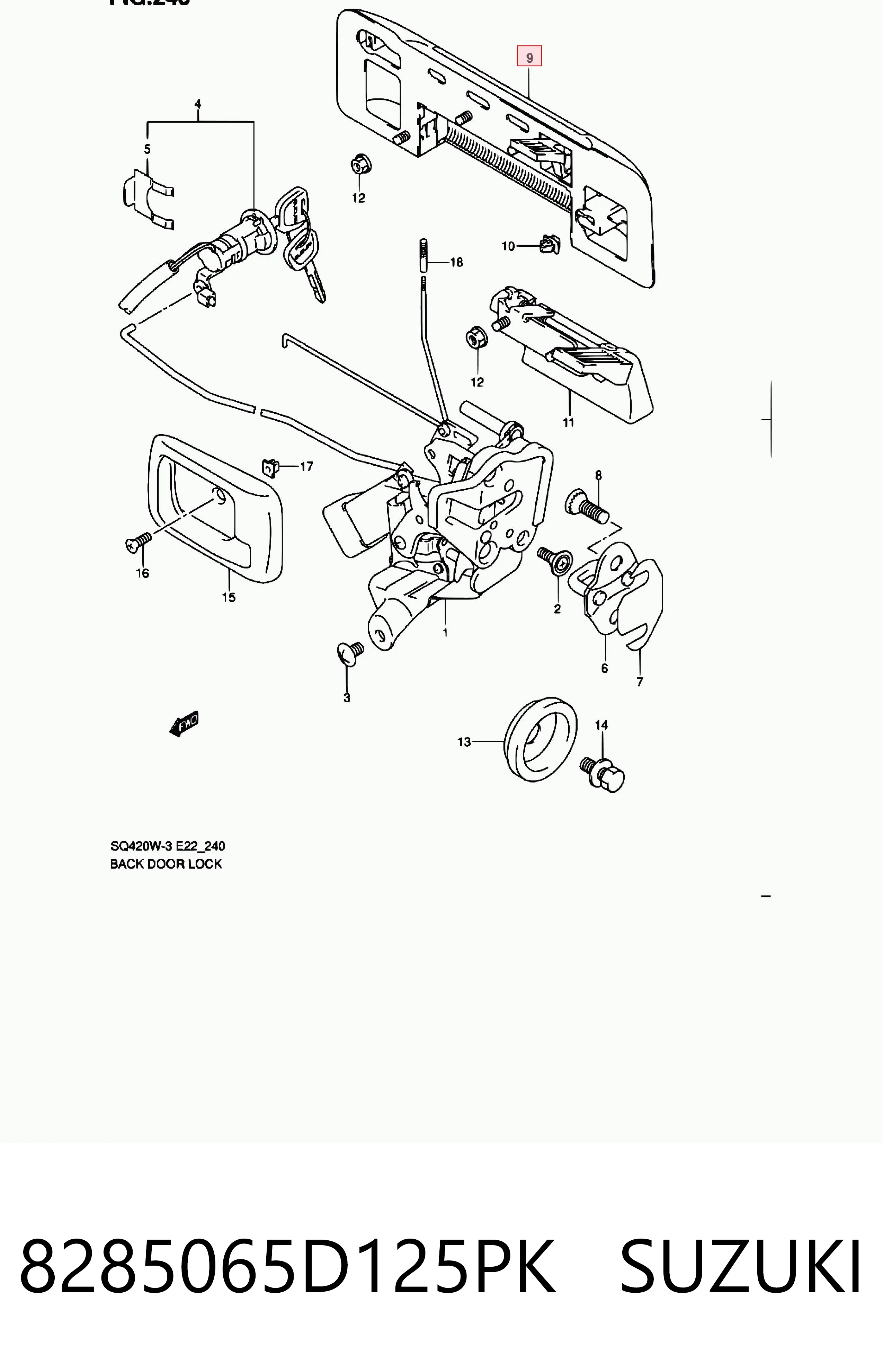 8285065D125PK Suzuki Klamka bagażnika (drzwi 3/5 tylnych) zewnętrzna