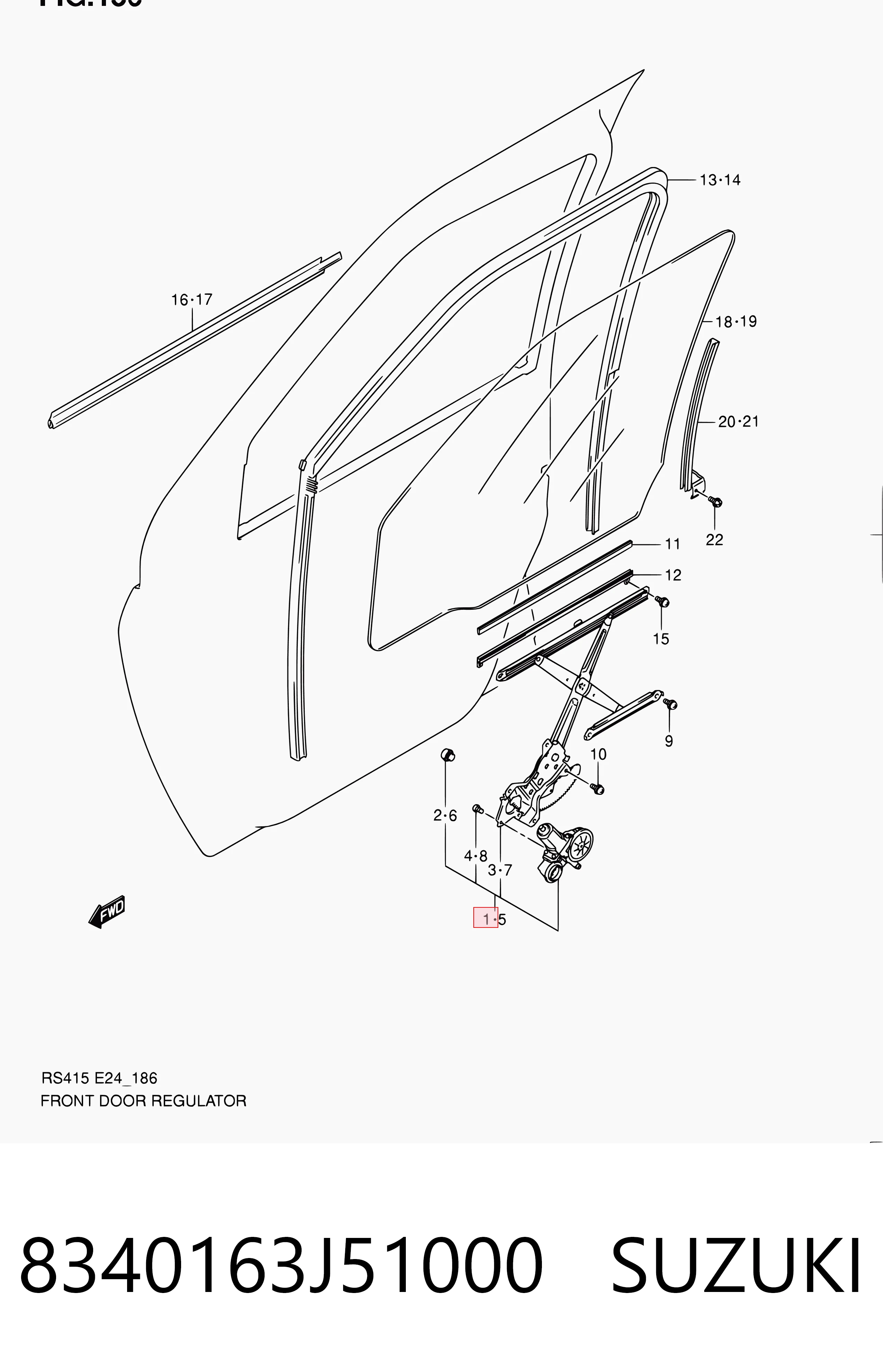  Mechanizm podnoszenia szyby drzwi przednich prawych Suzuki Swift 3