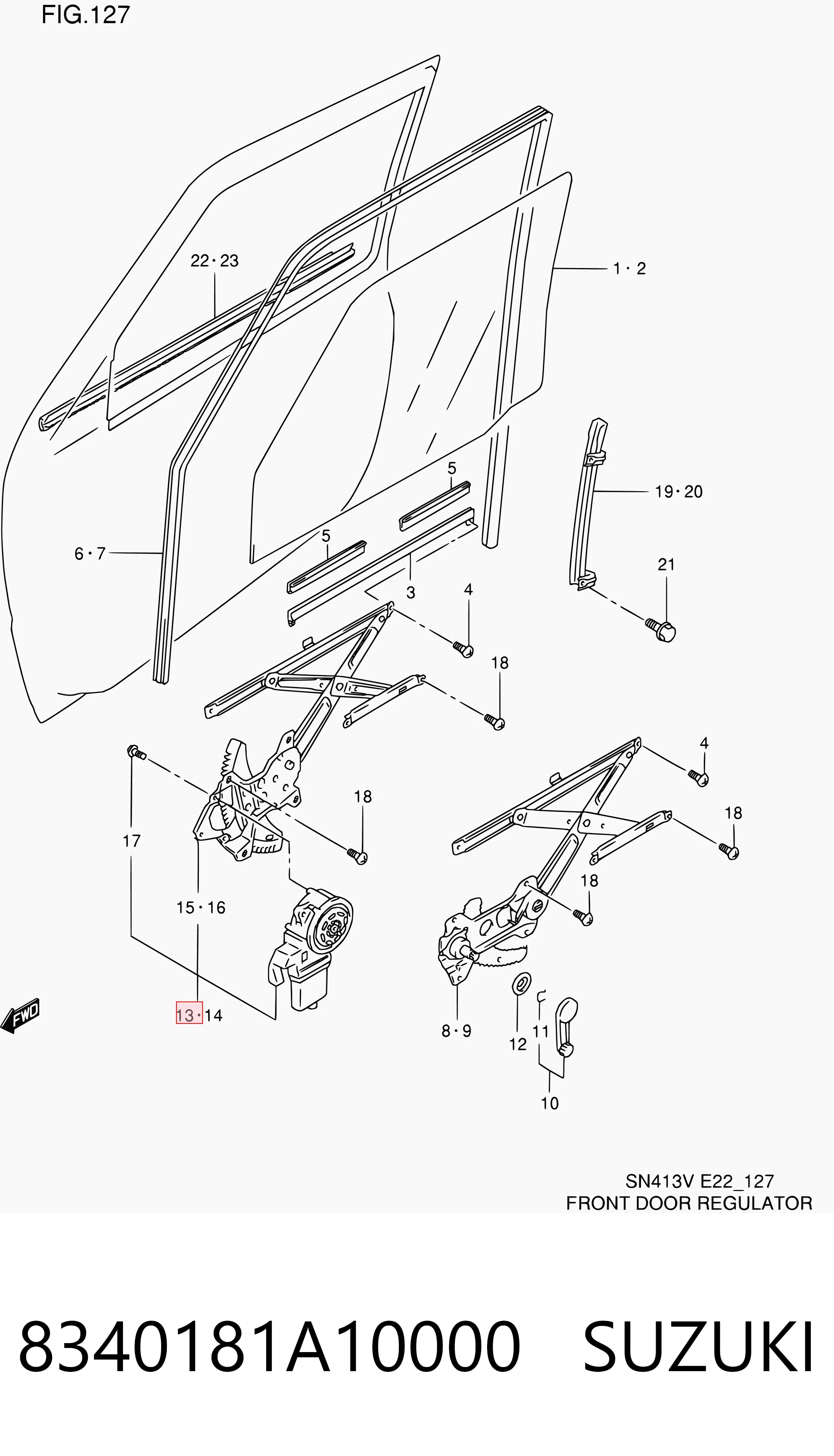 Do koszyka Mechanizm podnoszenia szyby drzwi przednich prawych Suzuki Jimny  FJ