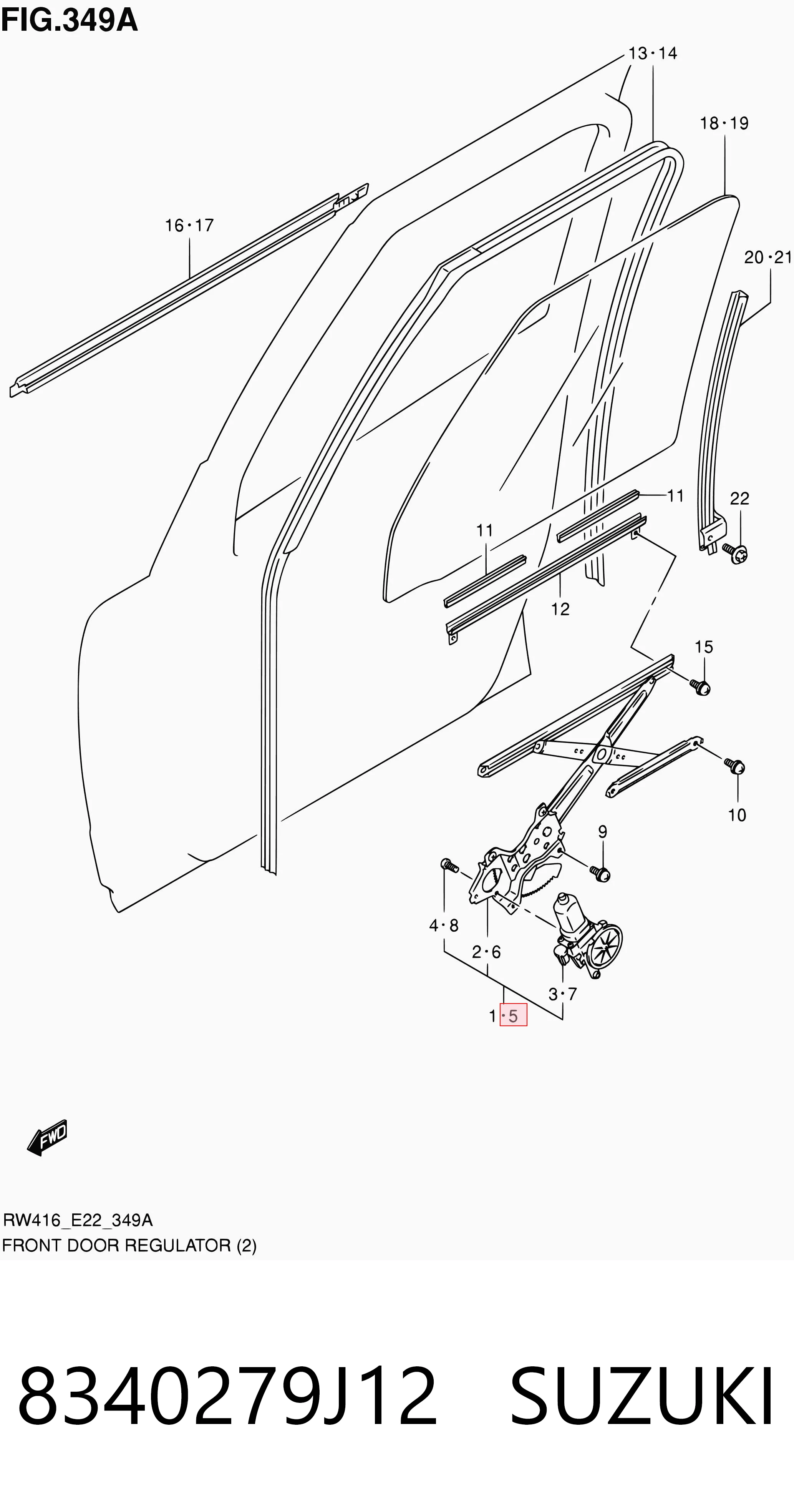 Mechanizm podnoszenia szyby drzwi przednich lewych do Suzuki SX4  GY