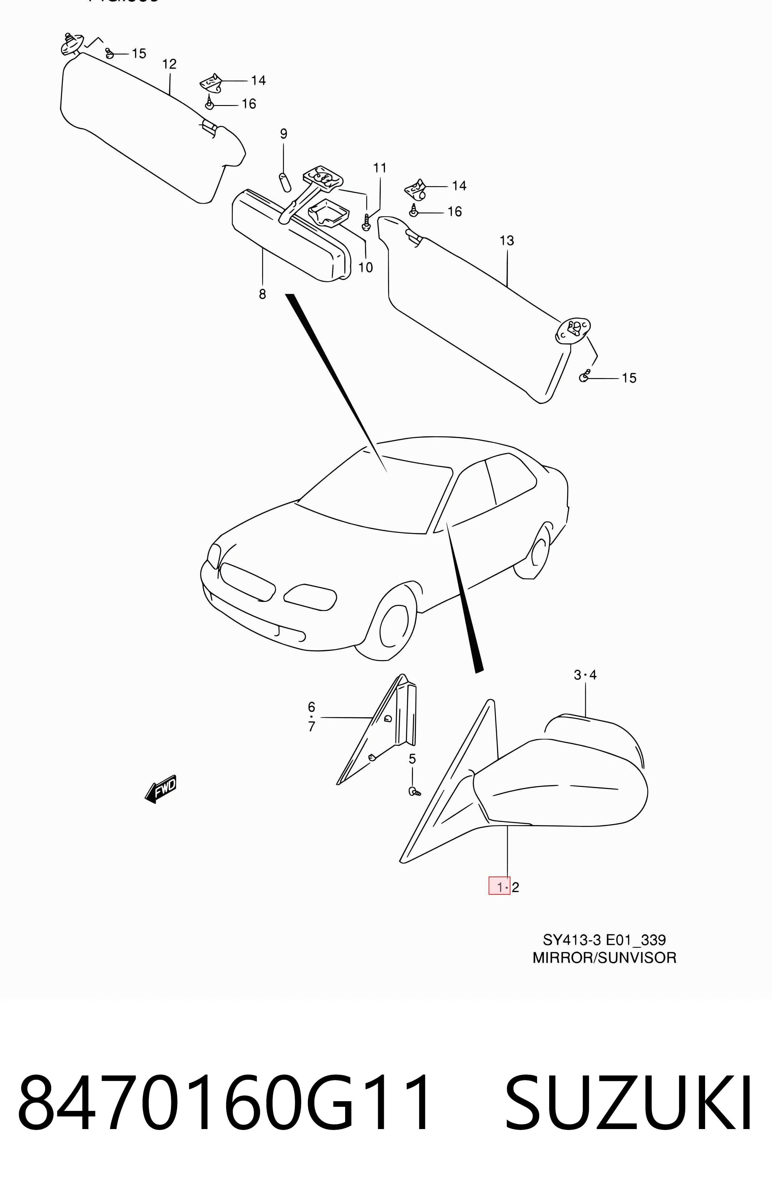 Lusterko wsteczne prawe do Suzuki Baleno  EG