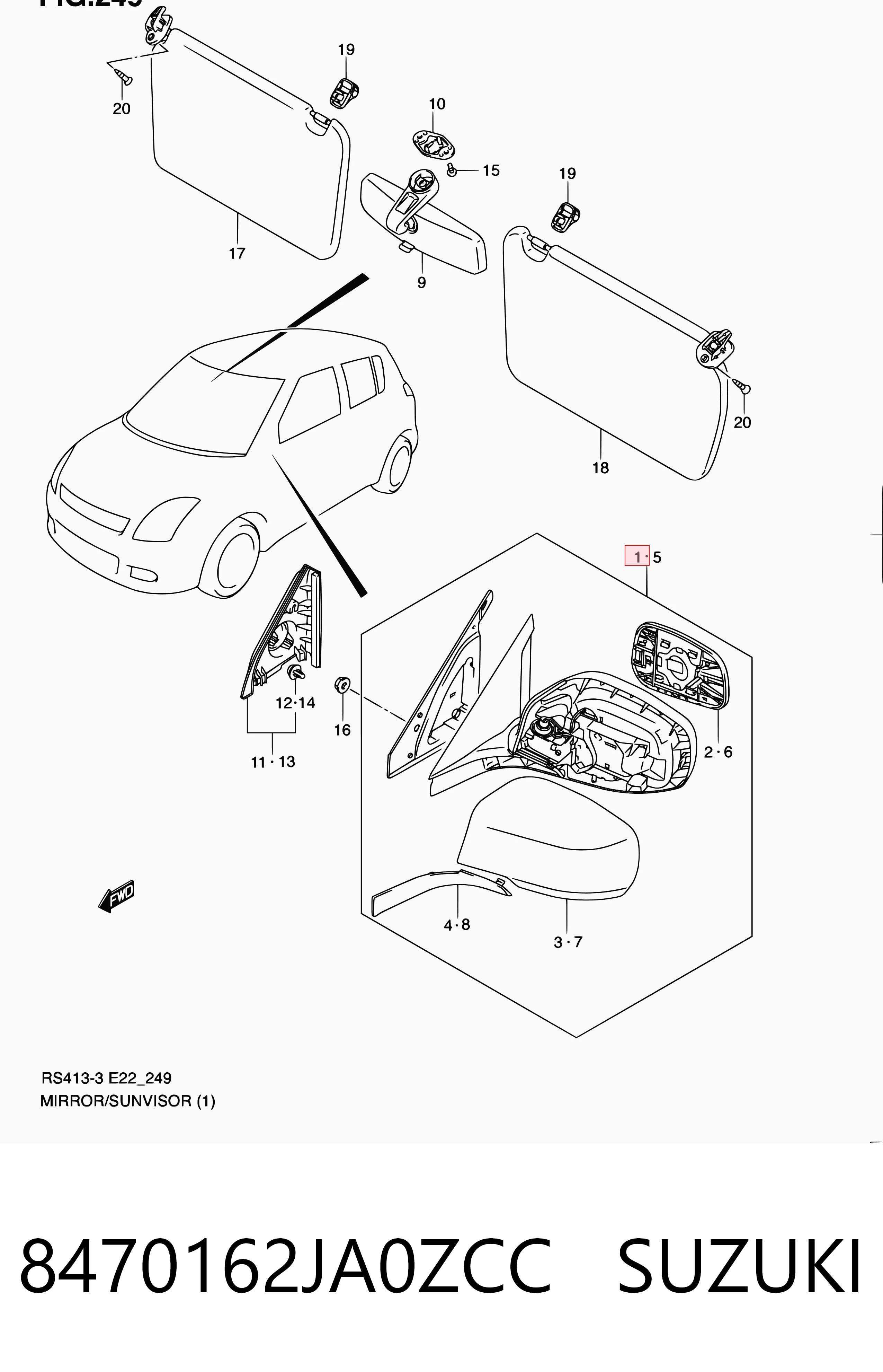 Lusterko wsteczne prawe Suzuki Swift IV hatchback (MZ, EZ) (2010 - 2026) cena, od 84,81 USD