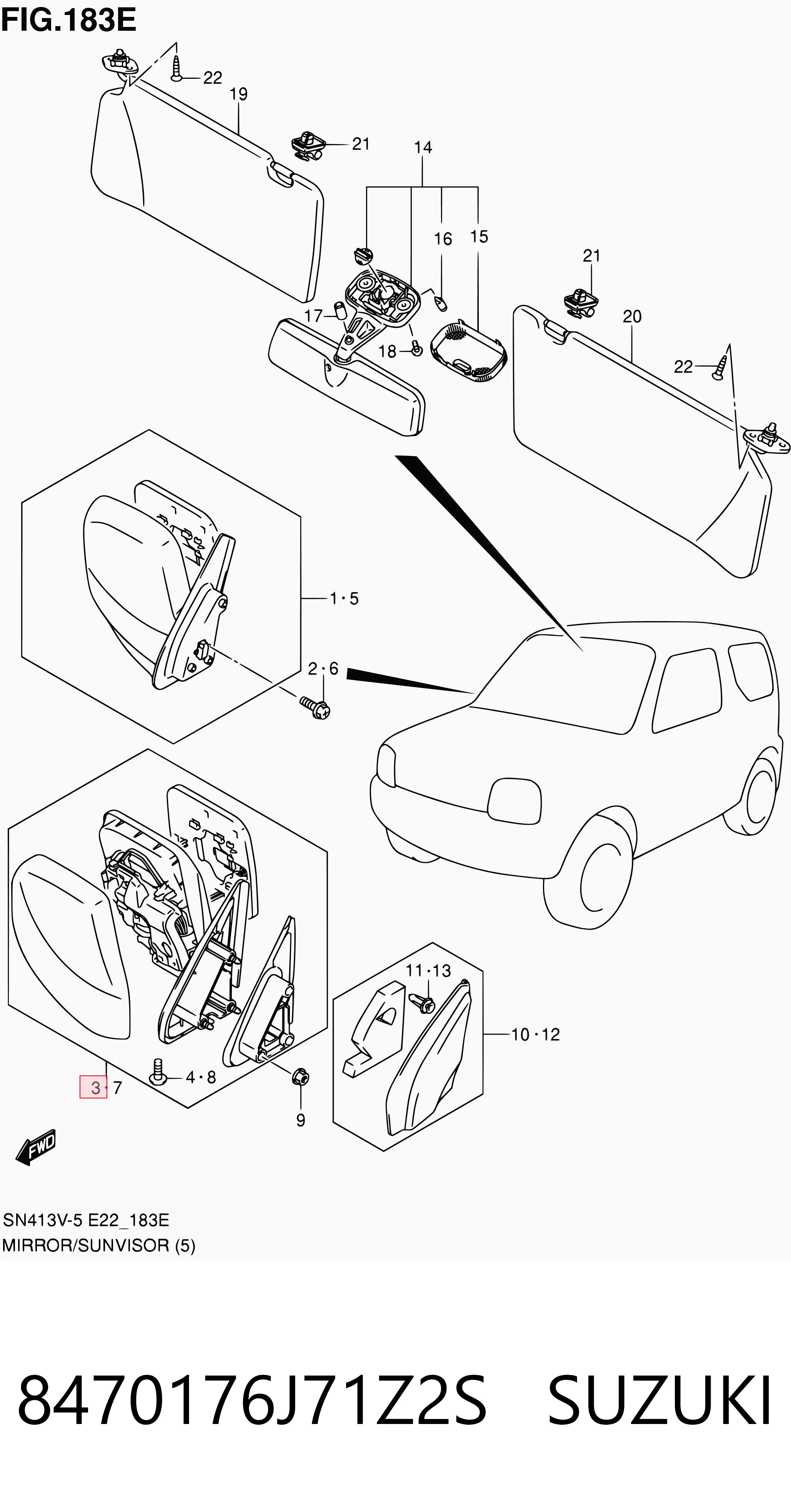 Lusterko wsteczne prawe do Suzuki Jimny FJ