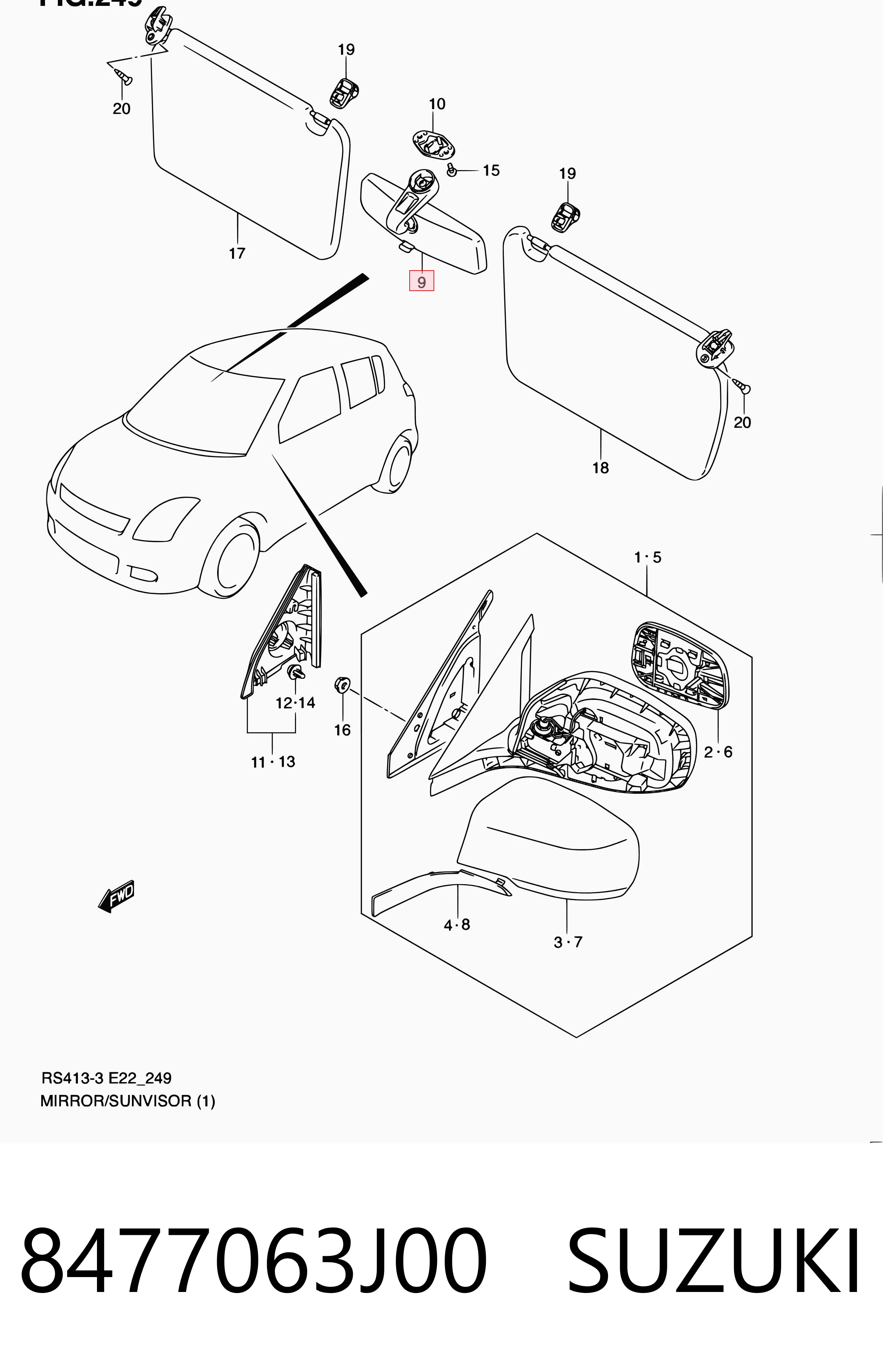 Do koszyka Lusterko wewnętrzne Suzuki Swift III RS