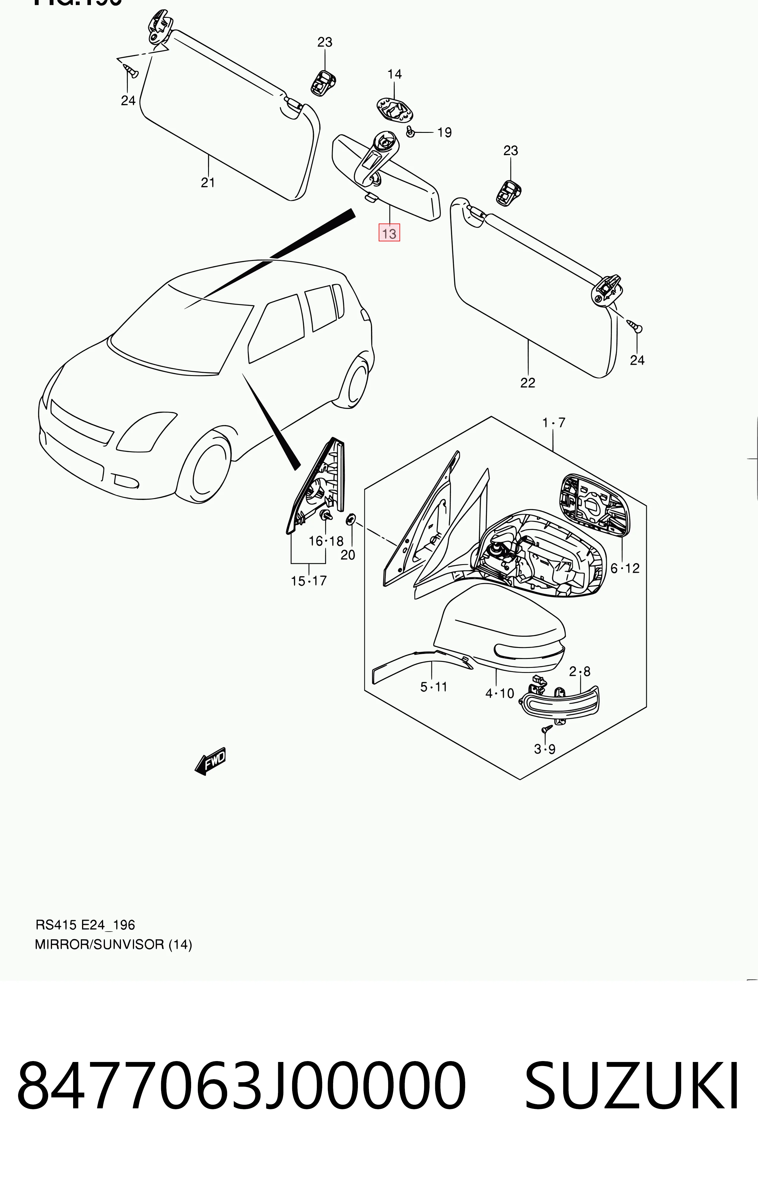 Lusterko wewnętrzne do Suzuki Swift III RS