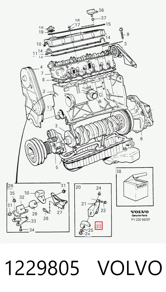1229805 Volvo Poduszka (podpora) silnika lewa