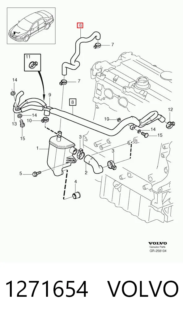 Króciec wentylacji kadłuba (separatora oleju) do Volvo V40  VW