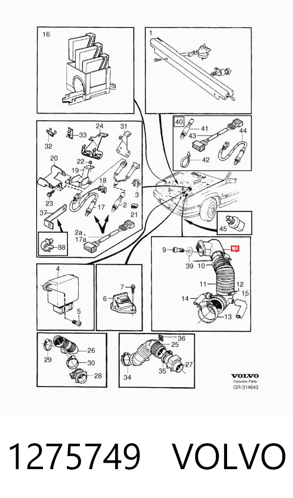 1275749 Volvo Czujnik przepływu powietrza, przepływomierz powietrza M.A.F.