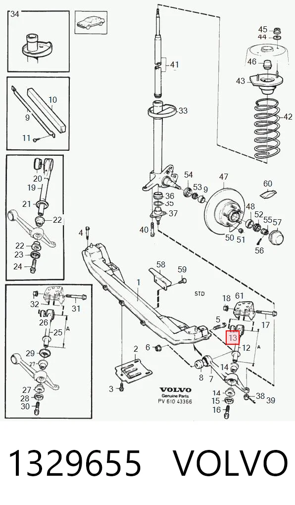  Silentblock przedniego wahacza dolnego Volvo 740 
