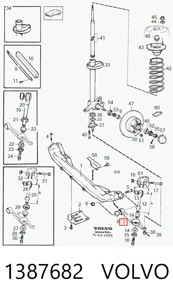 Wahacz zawieszenia przedniego dolny lewy do Volvo 740  744