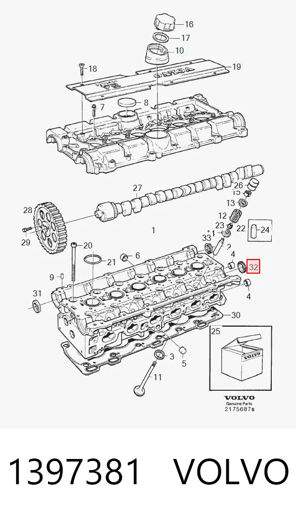1397381 Volvo Zaślepka głowicy cylindrów/bloku cylindrów
