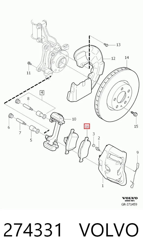 274331 Volvo Klocki hamulcowe przednie tarczowe
