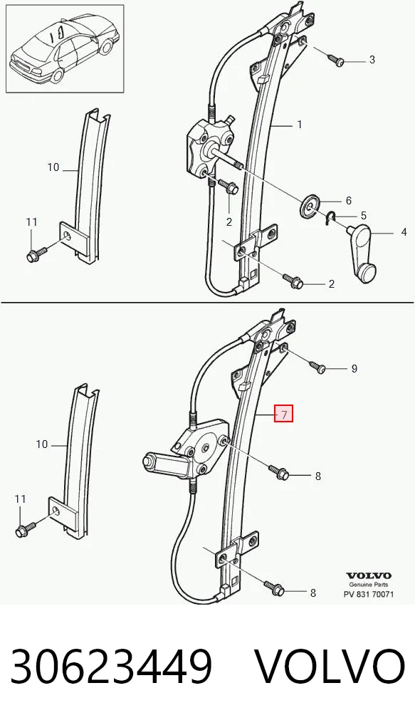 Mechanizm podnoszenia szyby drzwi przednich prawych do Volvo V40  VW