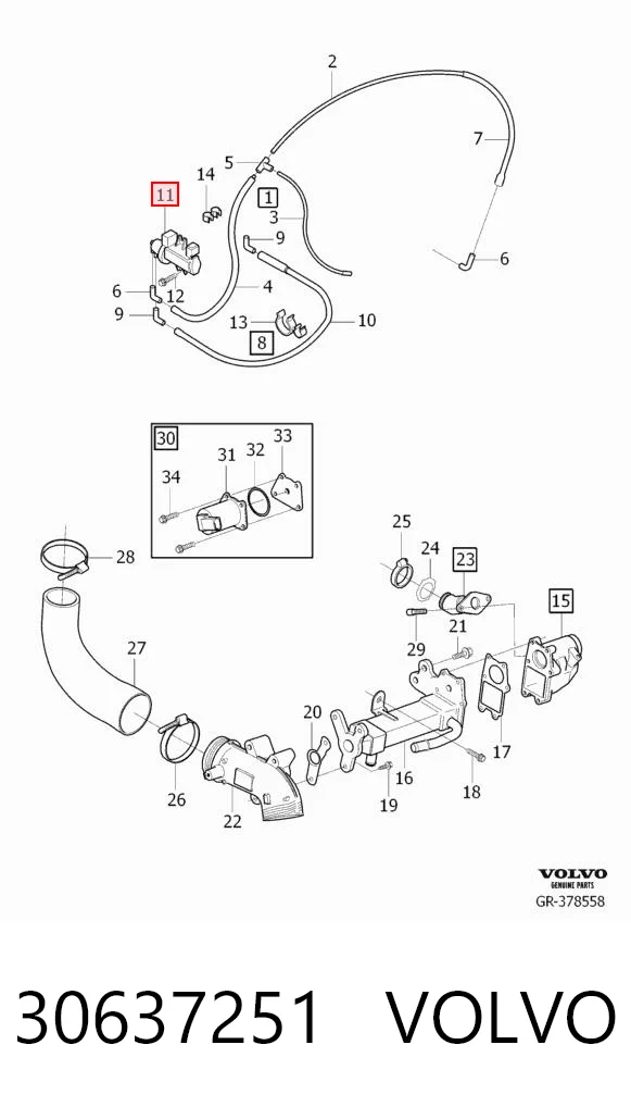 30637251 Volvo Przetwornik ciśnienia (solenoid) doładowania