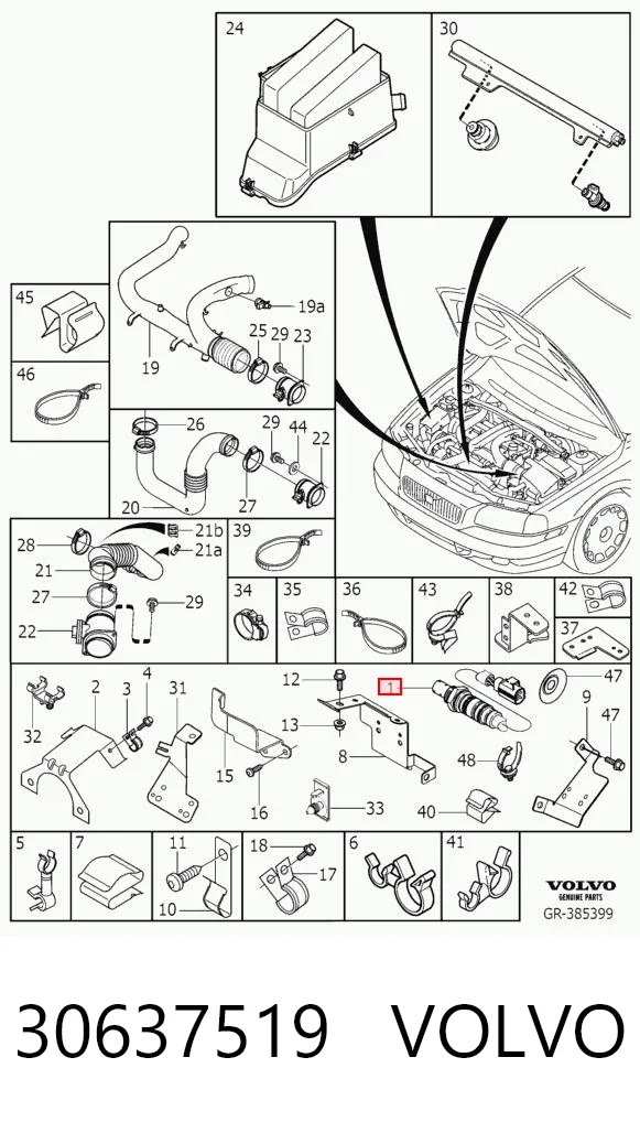 30637519 Volvo Sonda lambda czujnik tlenu przed katalizatorem lewy