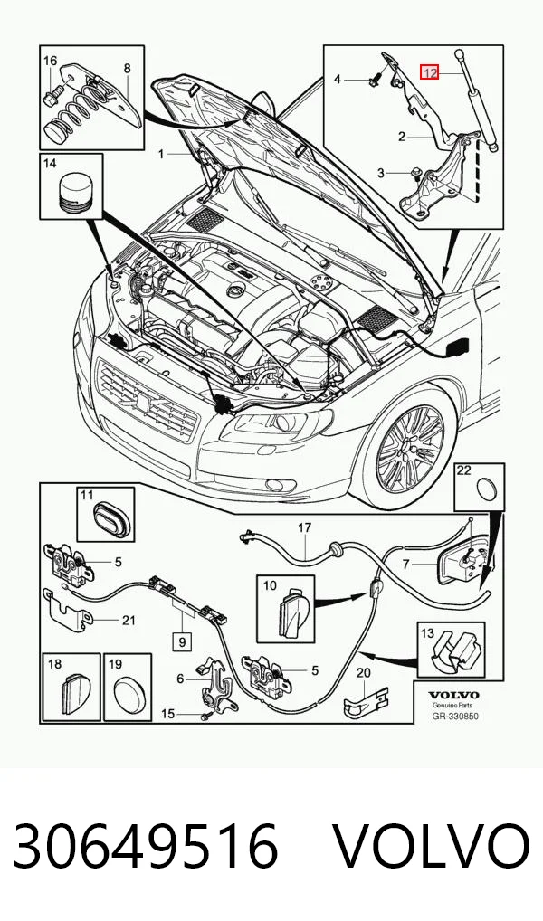 30649516 Volvo Amortyzator maski