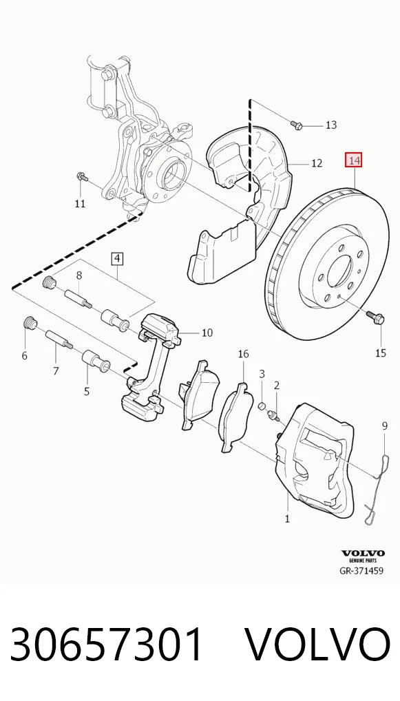30657301 Volvo Tarcza hamulcowa przednia