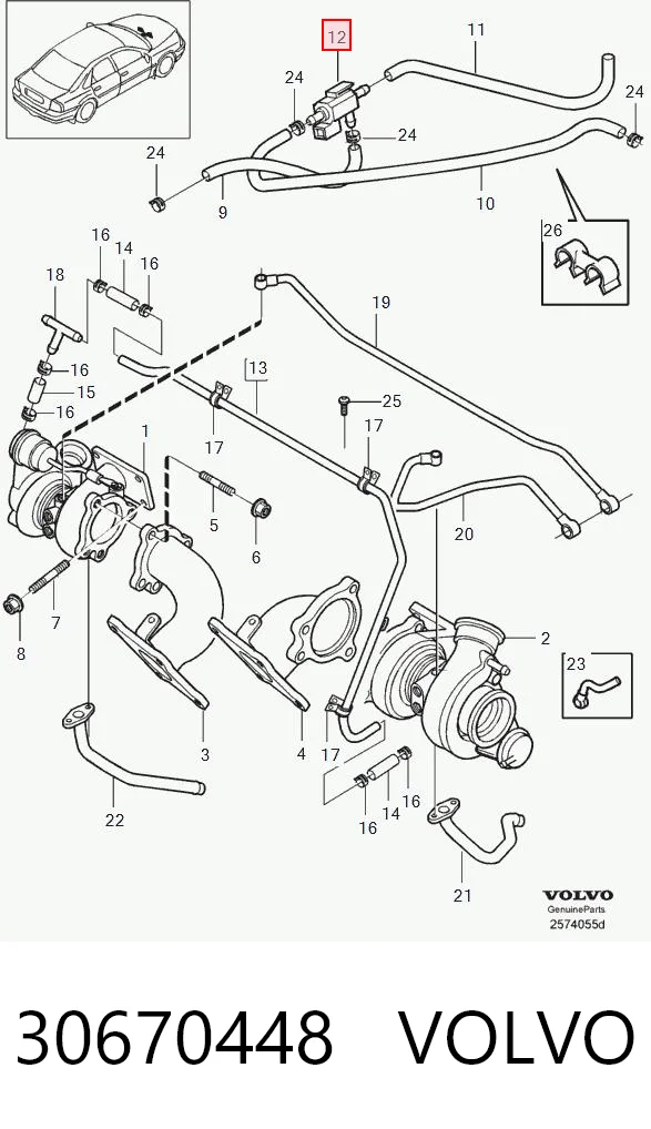 30670448 Volvo Przetwornik ciśnienia (solenoid) doładowania