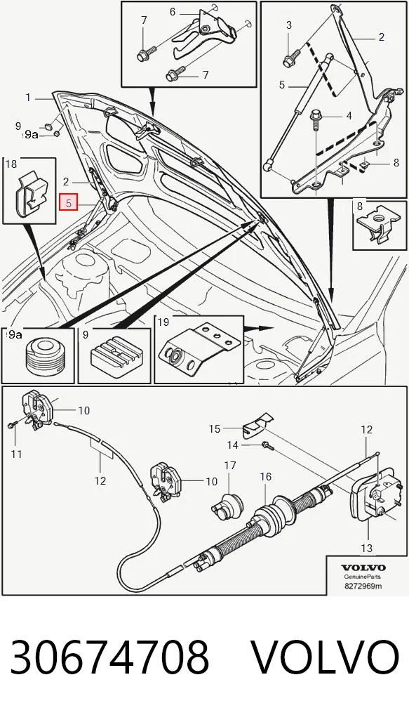 30674708 Volvo Amortyzator maski