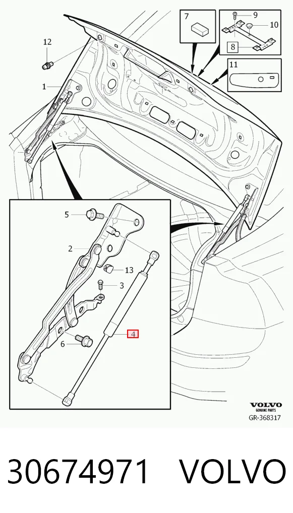 30674971 Volvo Amortyzator klapy bagażnika (3/5 drzwi-tylnych)