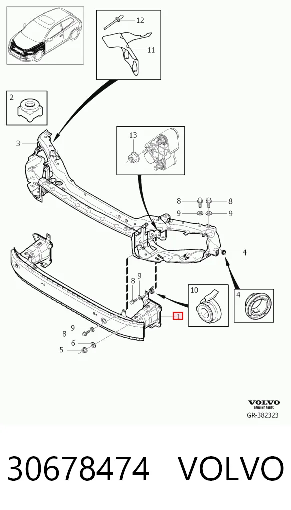 Wzmocnienie zderzaka przedniego do Volvo S40 II MS