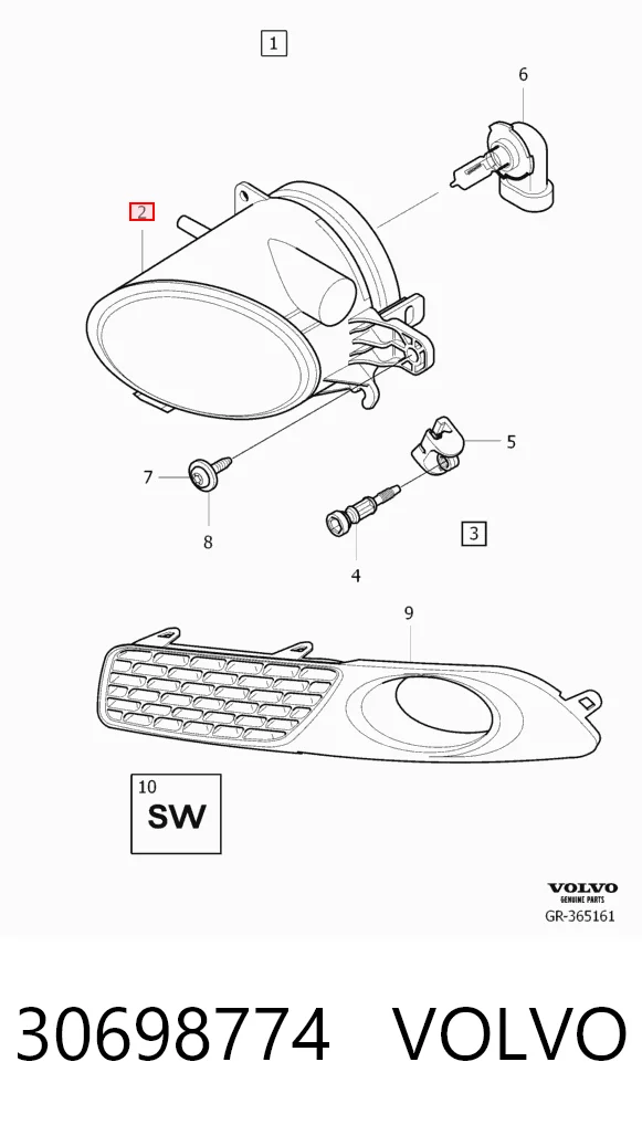 Lampa przeciwmgielna lewa Volvo S80 II sedana (AS, AR) (2006 - 2016) cena, od 61,58 USD