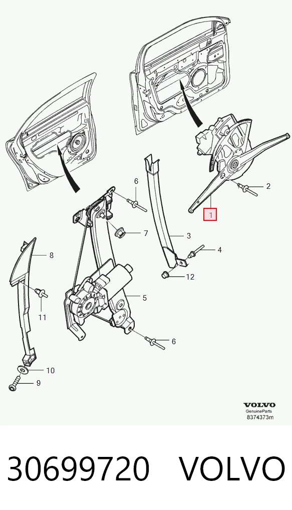 30699720 Volvo Mechanizm podnoszenia szyby drzwi przednich lewych