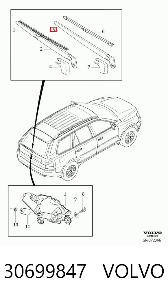 30699847 Volvo Ramię wycieraczki szyby tylnej
