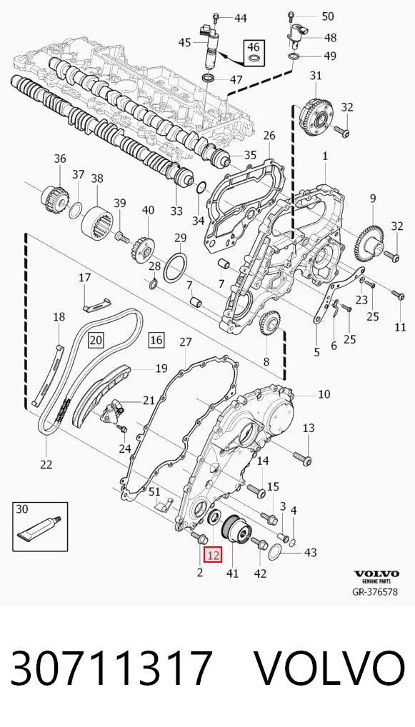 30711317 Volvo Uszczelniacz wału korbowego przedni