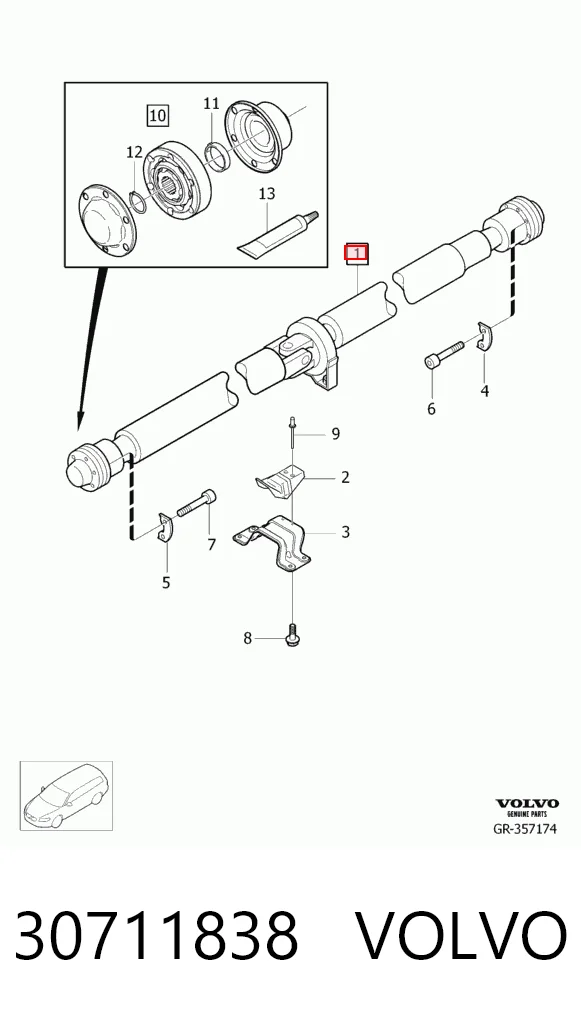 30711838 Volvo Wał Cardana tylny, kompletny