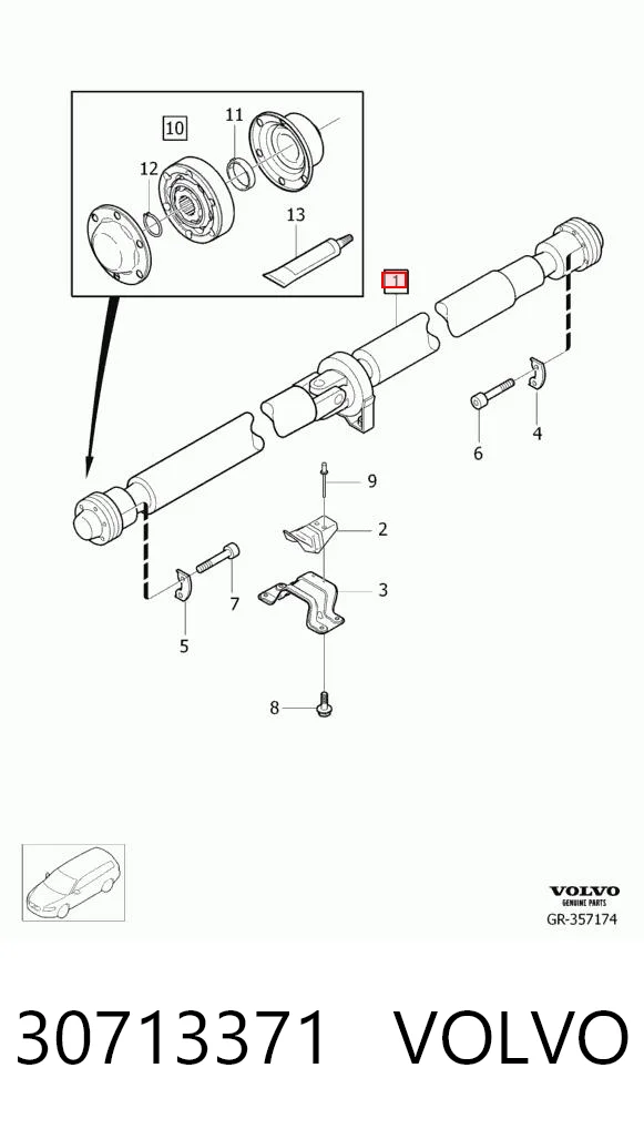 30713371 Volvo Wał Cardana tylny, kompletny