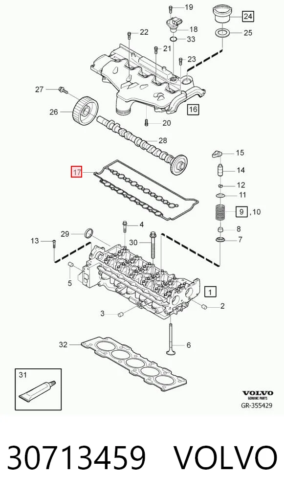 30713459 Volvo Uszczelka pokrywy zaworowej silnika