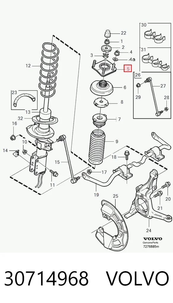 30714968 Volvo Poduszka amortyzatora przedniego