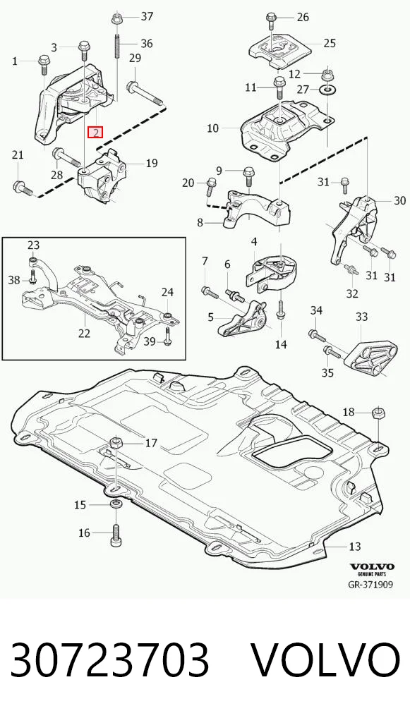 30723703 Volvo Poduszka (podpora) silnika prawa