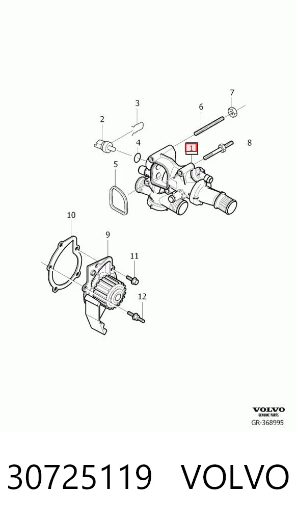30725119 Volvo Obudowa termostatu