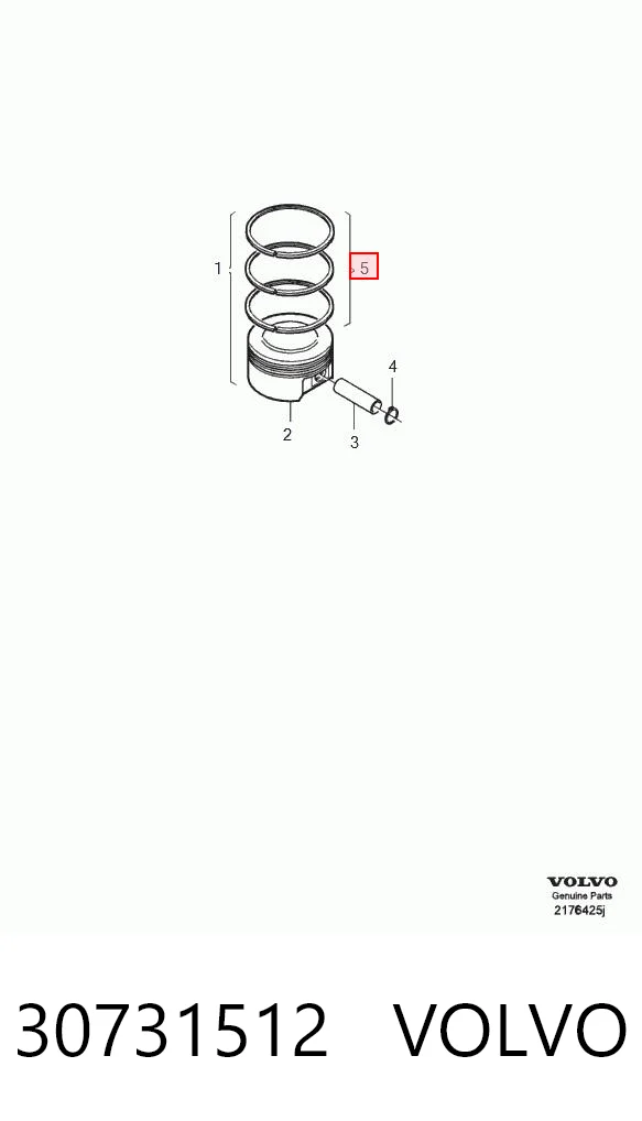 30731512 Volvo Pierścienie tłokowe na 1 cylinder, STD.