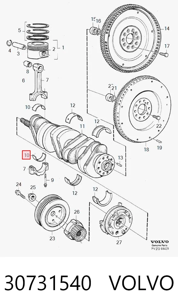 Panewki korbowodowe wału korbowego, zestaw, 2. naprawa (+0,50) do Volvo 850  LS