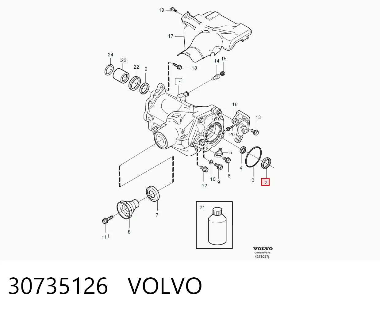 30735126 Volvo Uszczelniacz reduktora mostu przedniego