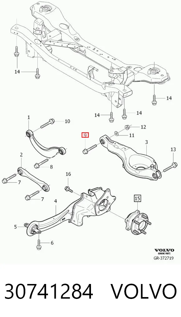 30741284 Volvo Śruba mocowania wahacza tylnego dolnego wewnętrzna