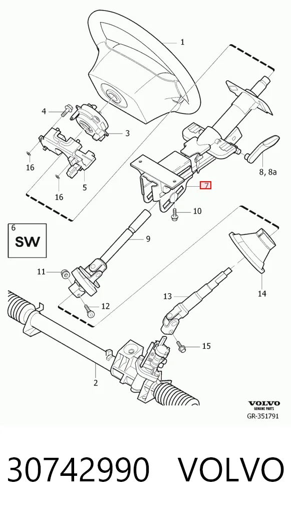 Kolumna (wał) kierownicza (kierownicy) do Volvo S60 I RS, RH