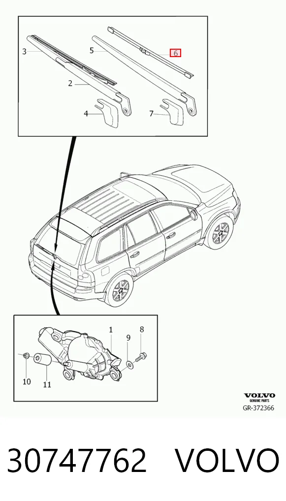 30747762 Volvo Pióro wycieraczki szyby tylnej
