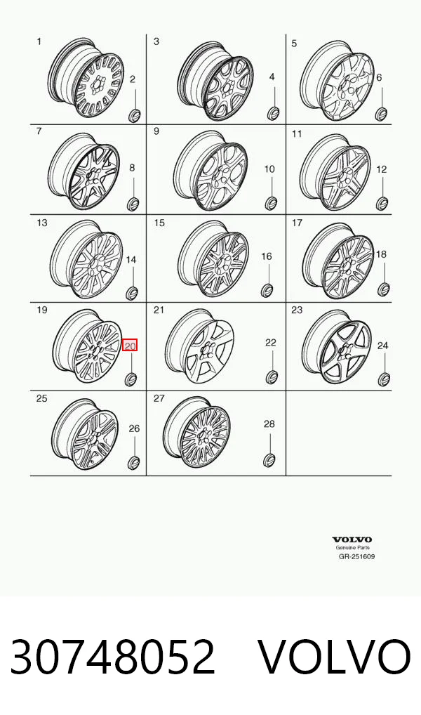 30748052 Volvo Kołpak do obręczy koła