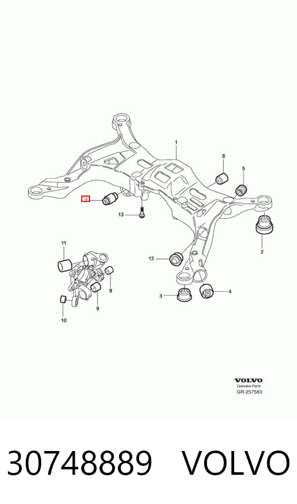 30748889 Volvo Silentblock tylnej belki