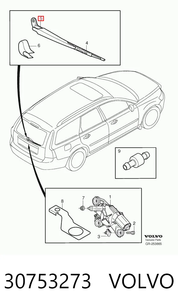 30753273 Volvo Ramię wycieraczki szyby tylnej